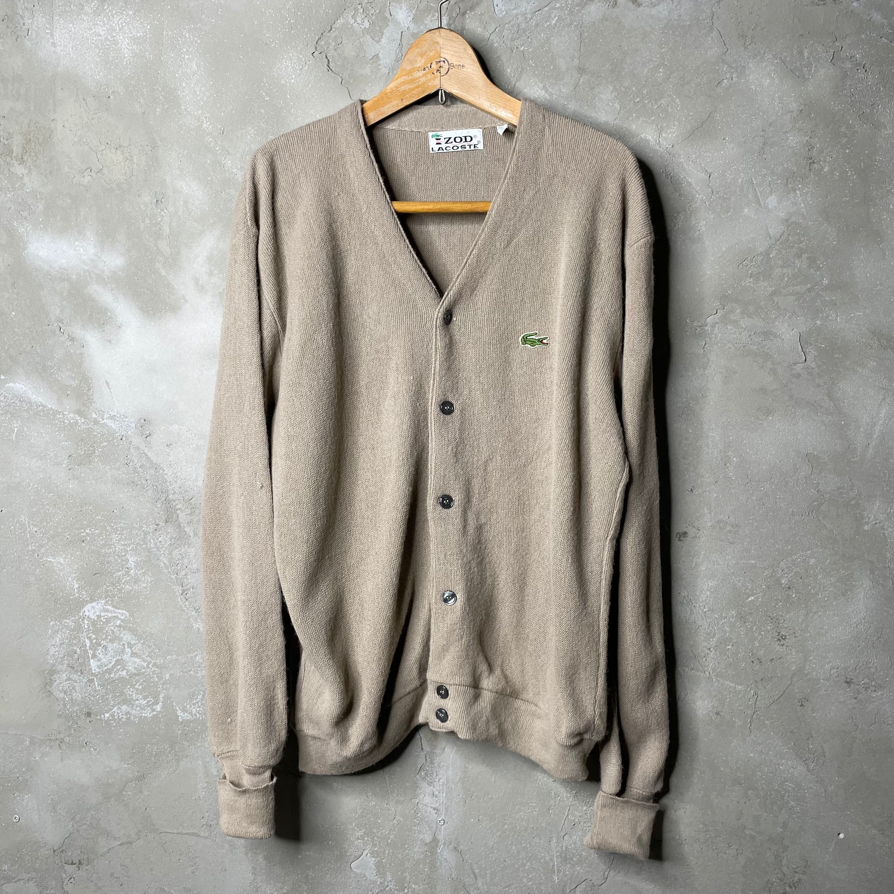 70s IZOD LACOSTE】vneck wool cardigan アイゾットラコステ 糸巻き ...