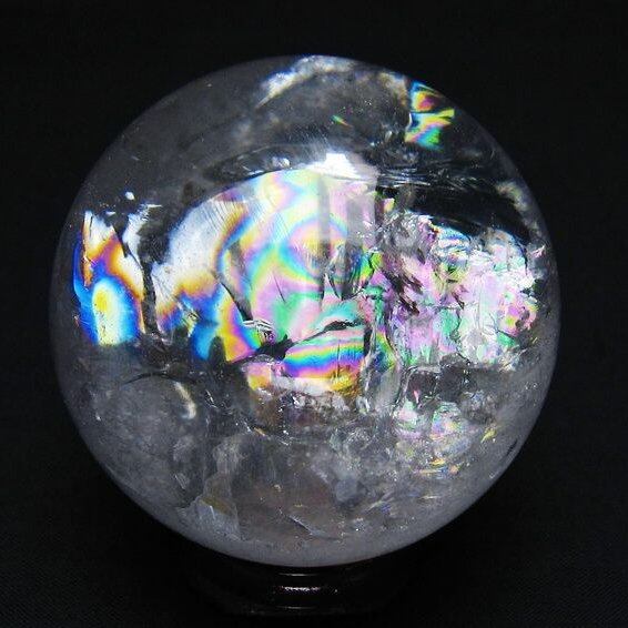 水晶 丸玉 虹入り 62mm スフィア 置物 水晶玉 一点物 151-8819