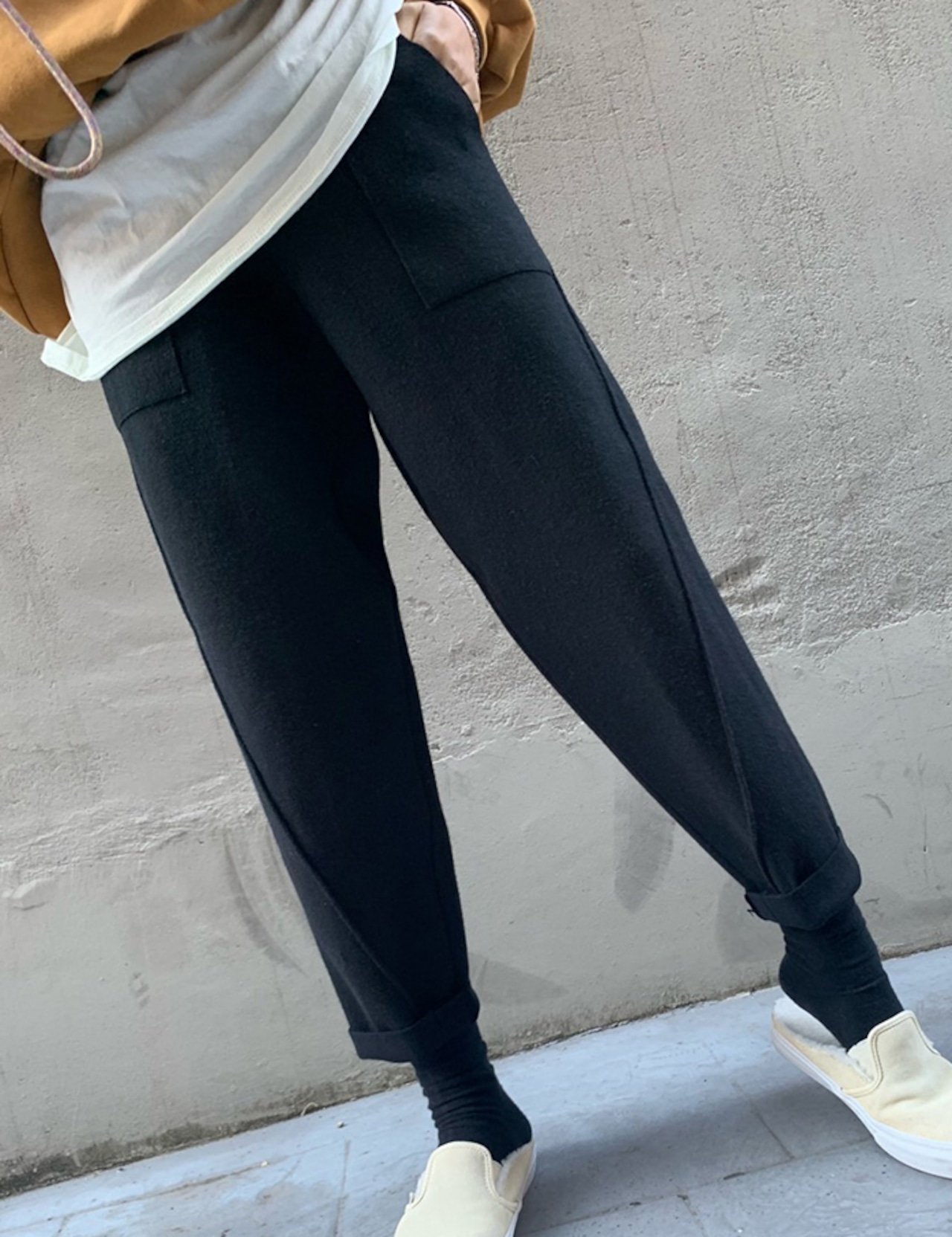 【訳あり】Simple Knit Jogger Pants_Ivoryのみ