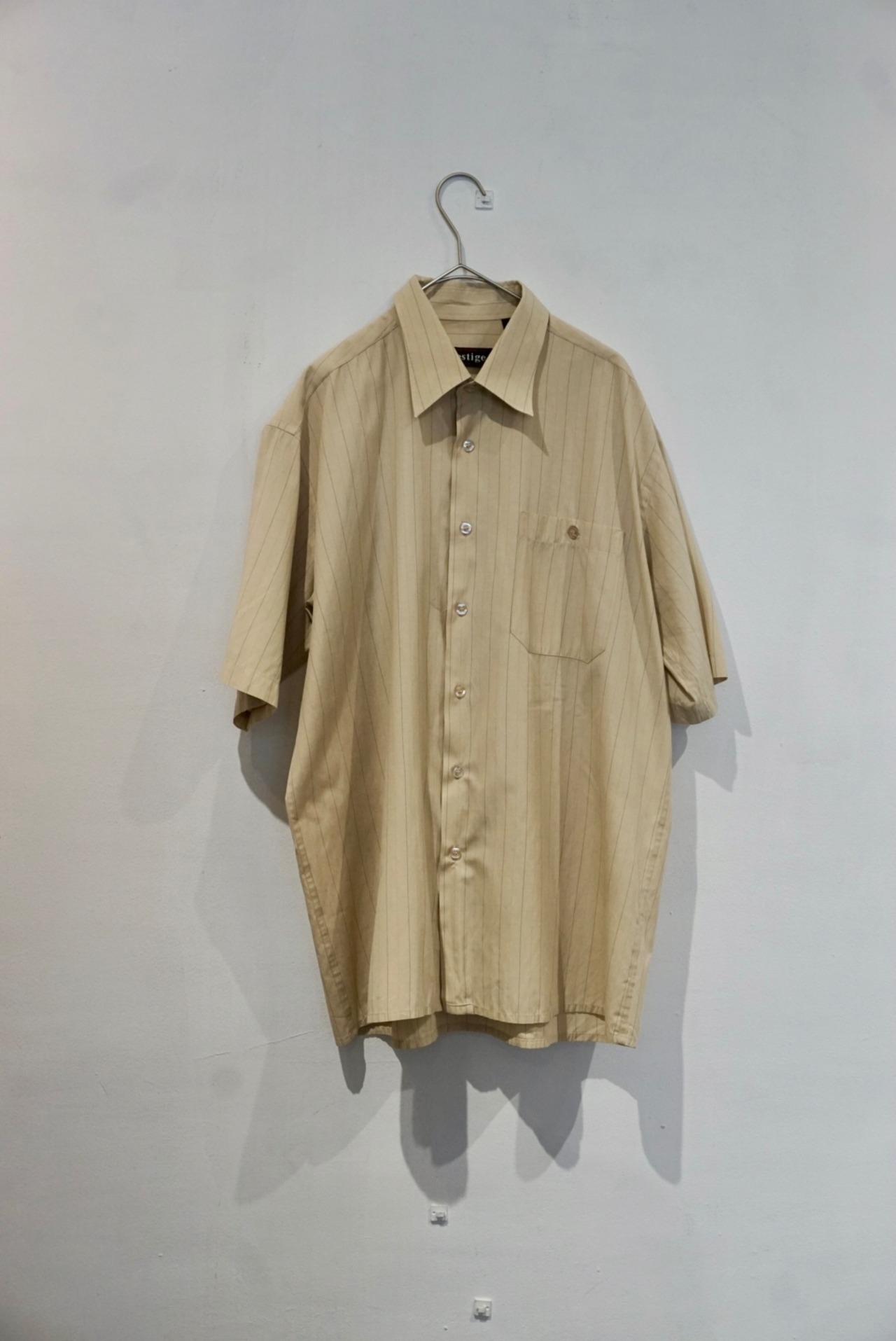 cotton polyester stripe s/s shirt