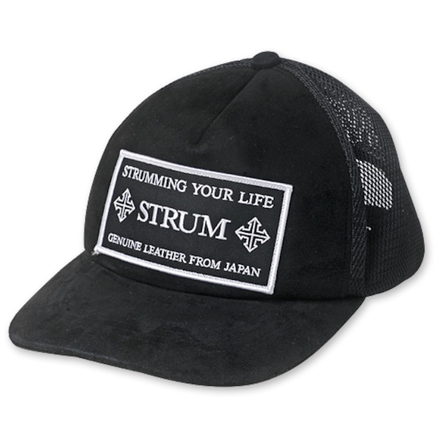 【STRUM　ストラム　アパレル　キャップ】レザーメッシュキャップ-STRUMクロスパッチ/CHRONO限定【送料無料】
