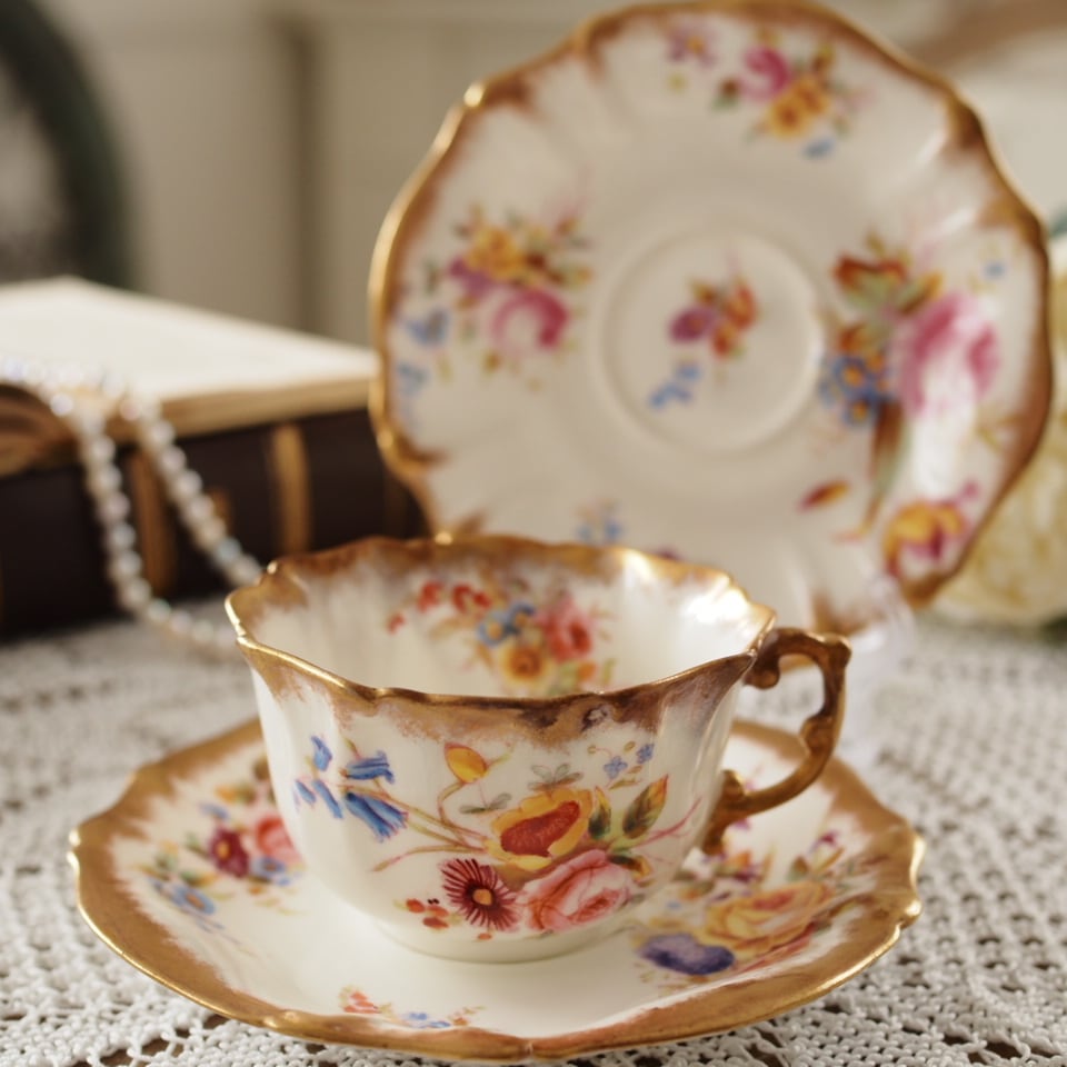 美品 英国Hammersley ハマースレイ ドレスデンスプレイ 手描きフラワー