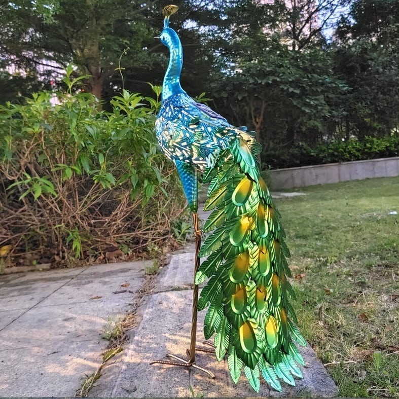 鳥 孔雀 ピーコック ガーデンライト ソーラー ライト 太陽光 自動感光