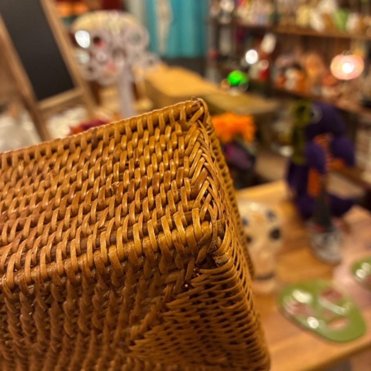 Indonesia Ata Tray / インドネシア アタ トレイ 四角 レクタングル 小物入れ 小物収納 リビング 玄関 BOX 収納ボックス 編みかご バリ 飴色 アクセサリー収納 シンプル ナチュラル