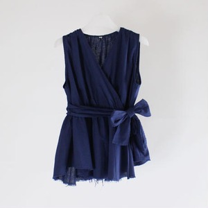 blue cut sleeveless shirt
