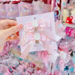 【C8】14-26うさちゃんみつあみリボンツインヘアクリップ