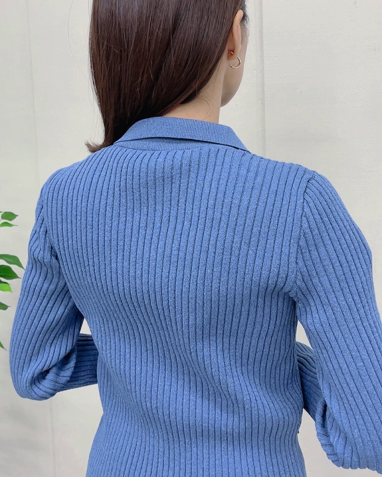 【未使用級♡着用1回】エリザベッタフランキ　ジップアップニットブルゾン　38 襟付きハイゲージ編みニットプルオーバーsdpxyf6301 グレー
