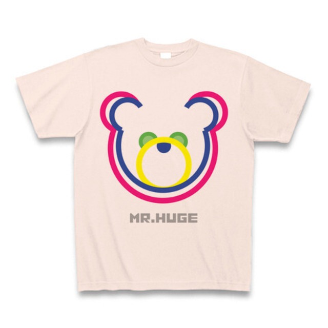 MR.HUGE DOUBLE LINE BEAR（ダブル　ライン　ベア）PRINTED Tシャツ　ライトピンク×ピンク
