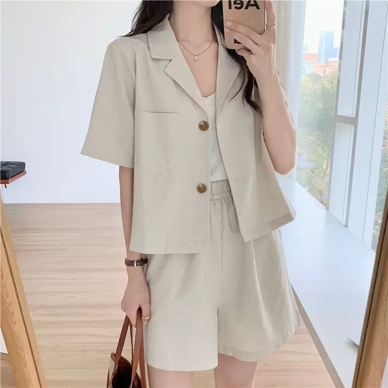 ナチュラル淡色女子に シャツ パンツ 2点セット セットアップ ハーフパンツ ジャケット風 シンプル ハイウエスト ショート丈 Lamitte Deco トレンド 韓国ファッション ショップ Base店 ナチュラル淡色女子に シャツ パンツ 2点セット セットアップ ハーフパンツ ジャケット風 シンプル ハイウエスト ショート丈 Lamitte Deco トレンド 韓国ファッション ショップ Base店