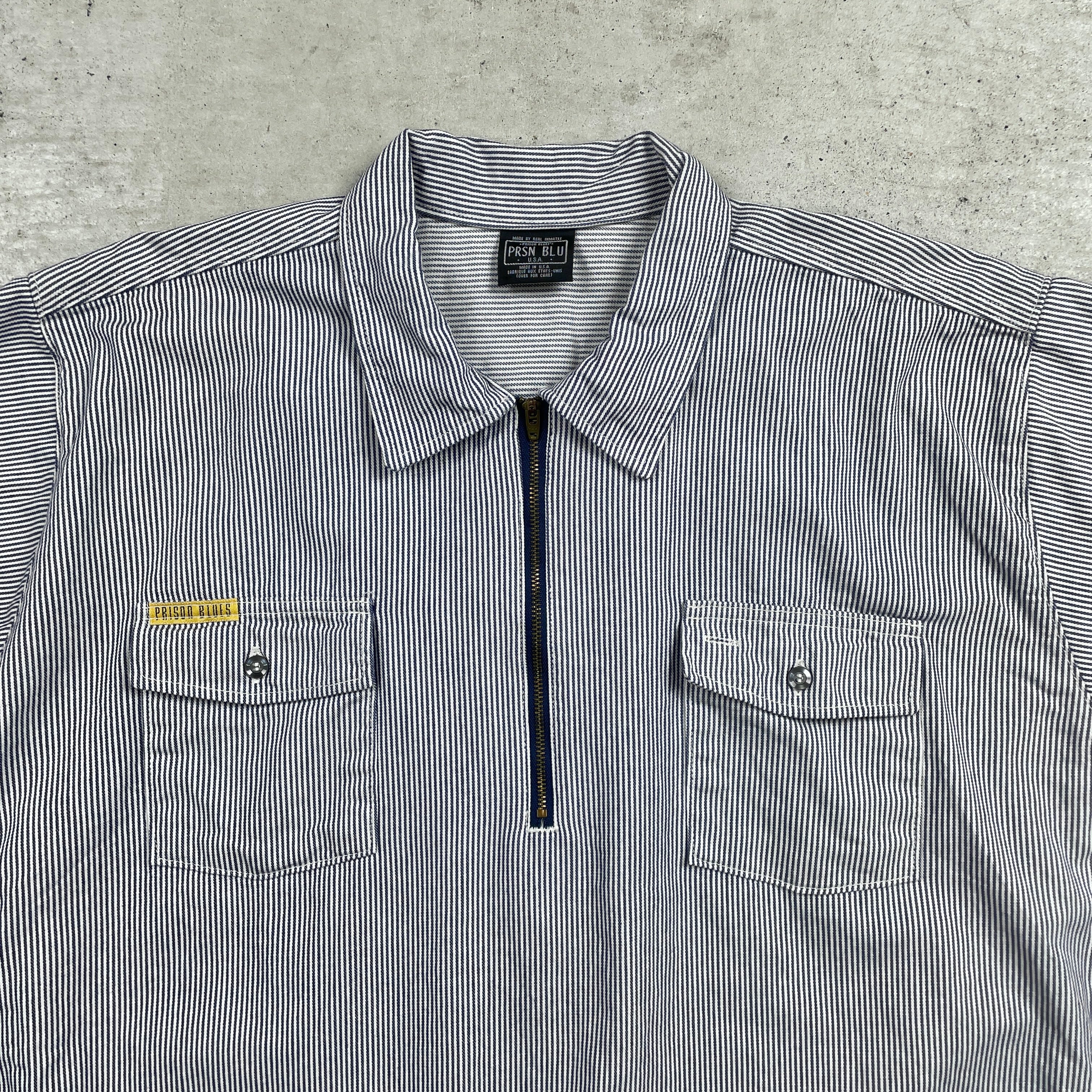 90年代 USA製 PRSN BLU プリズンブルー ヒッコリーストライプ 90年代 USA製 PRSN BLU プリズンブルー ヒッコリーストライプ