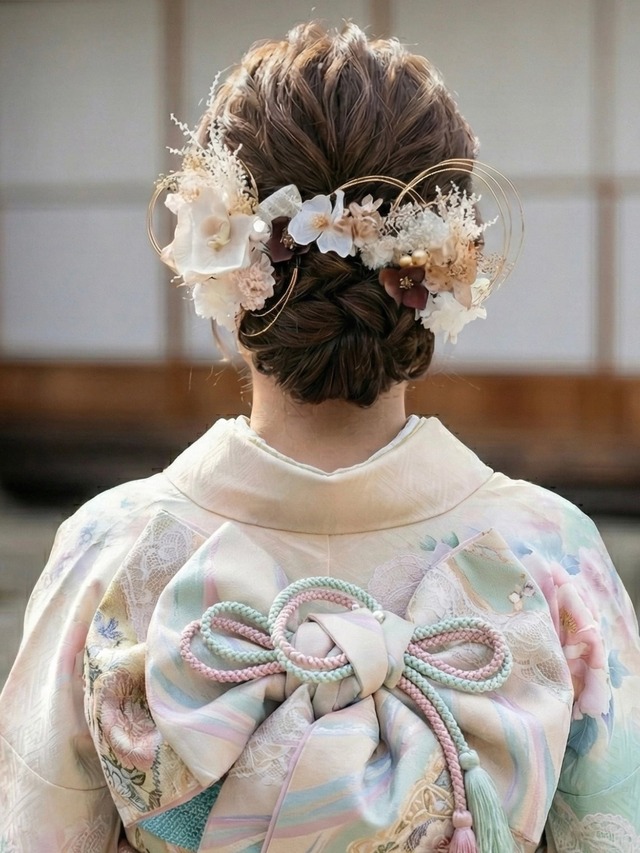 【胡蝶蘭髪飾り　ホワイト】 振袖　成人式　k-0158