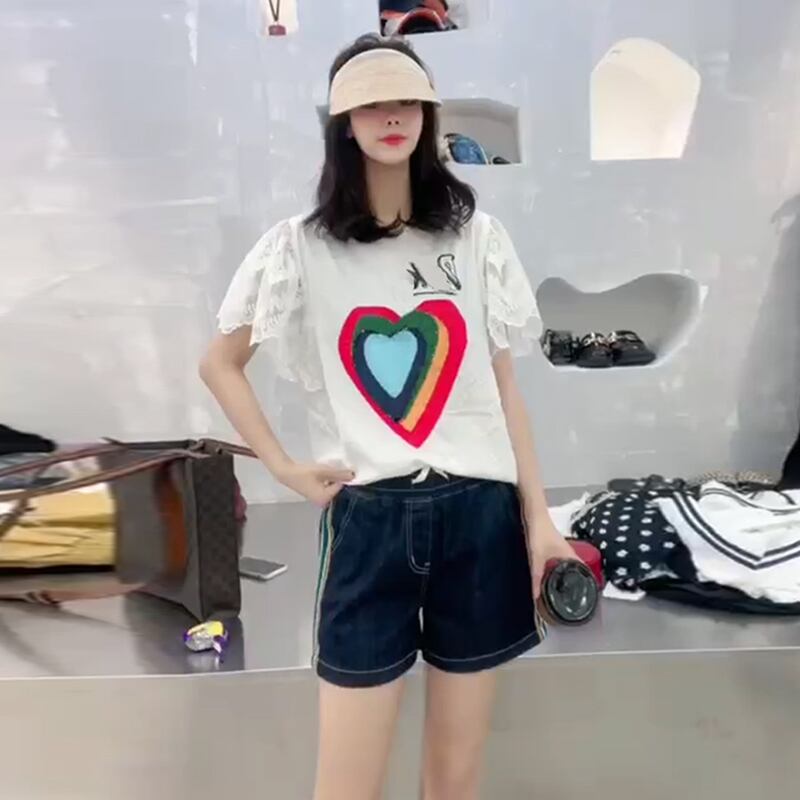 レーススリーブTシャツ シャツ サマートップス 大きめサイズ 夏物 ミックスインファッション79211192228