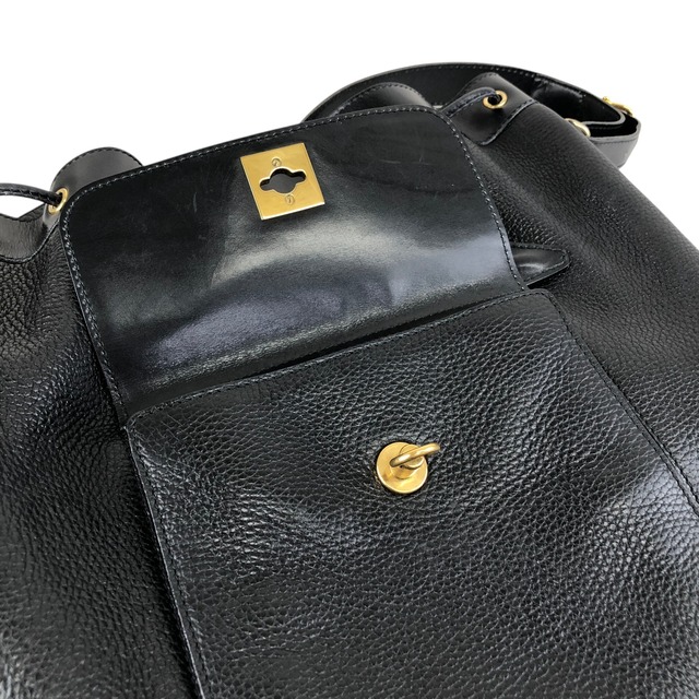 CELINE セリーヌ ショルダーバッグ ブラック ガンチーニ レザー 巾着 フロントポケット vintage ヴィンテージ オールド 3gt2jh