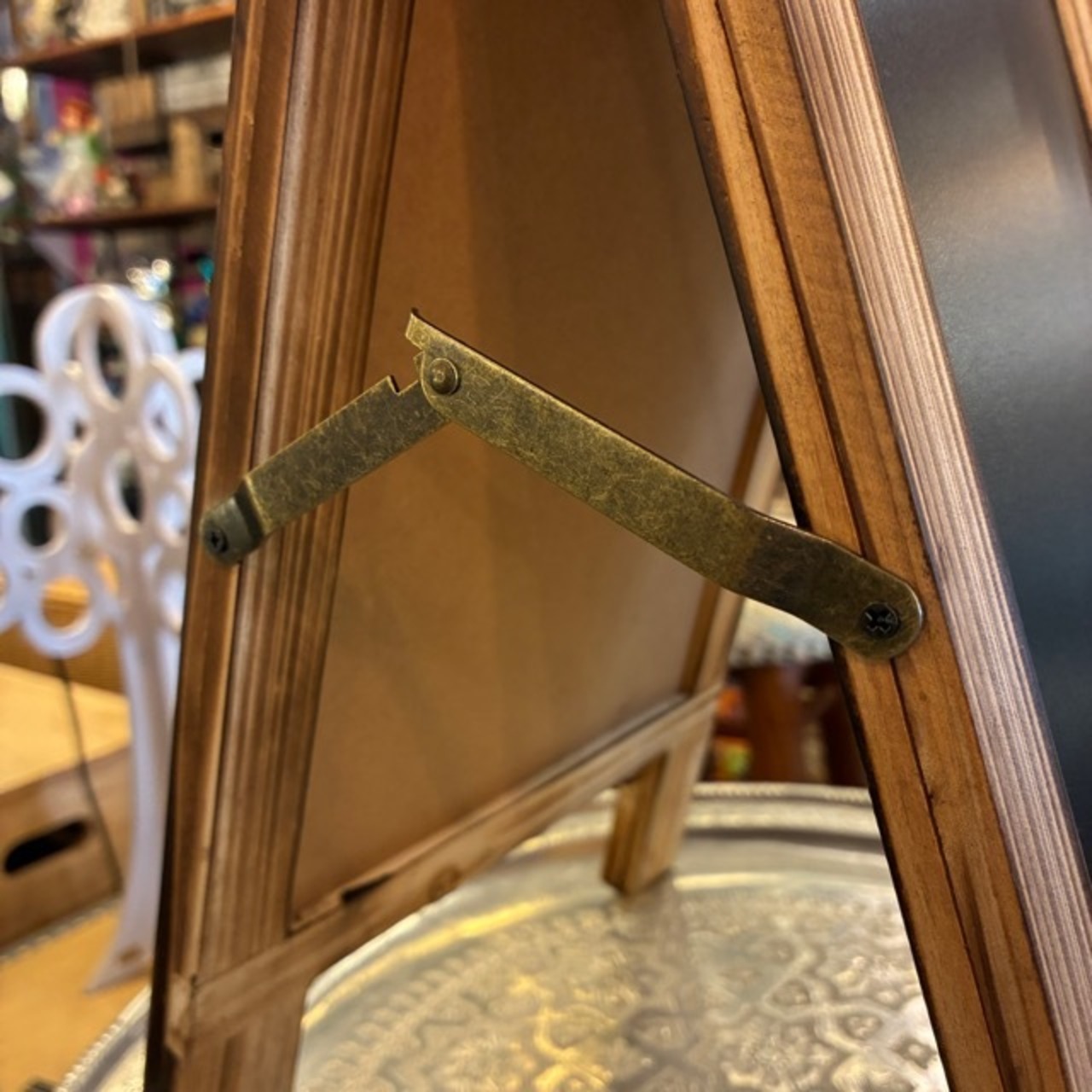 Wooden Chalkboard S / ウッデンチョークボード Sサイズ 看板 立てかけ スタンド 黒板 両面 折り畳み可 ウェルカムボード 店舗ディスプレイ 案内板 木製 アンティーク調 かわいい ナチュラル ウッド
