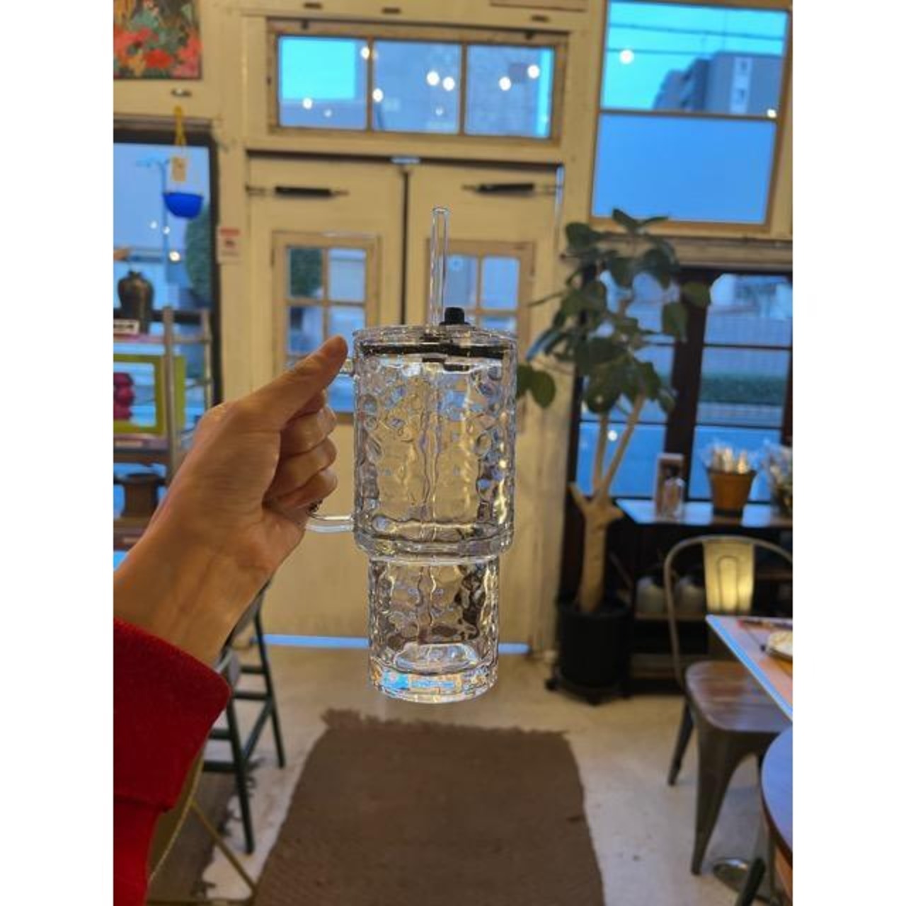 TOPANGA KITCHEN　Glass Tumbler 2Type　ガラスタンブラー　2種　ストロー付き　蓋付き　タンブラー