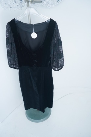 balloon sleeve velours dress