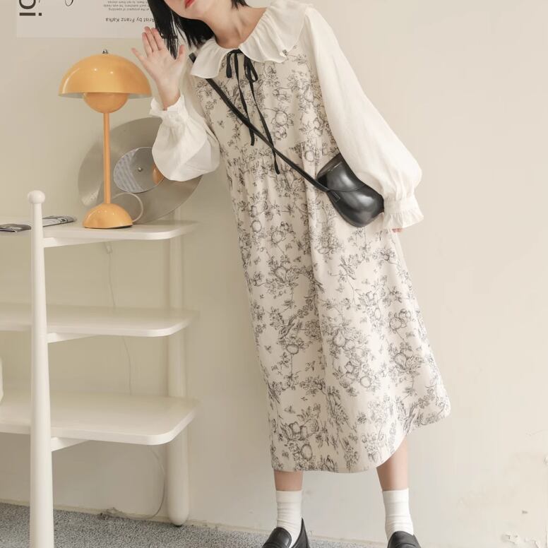 フリルカラフルボタニカルワンピース ・6552 | Lehtia - レフティア  