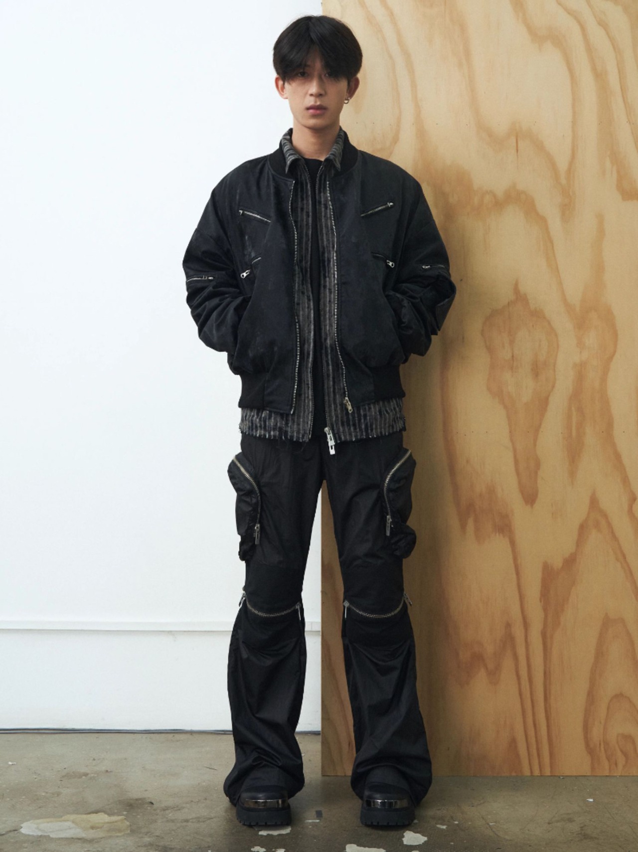 PUPIL TRAVEL リバーシブル ジップベルベットレザーテイストボンバージャケット