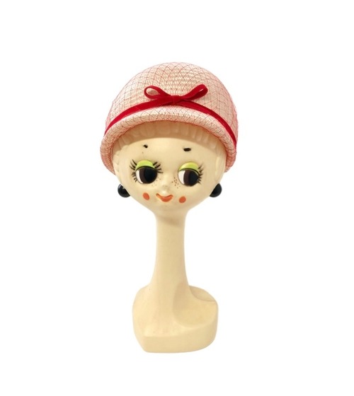 チュールとリボンのアシンメトリーストローキャップ