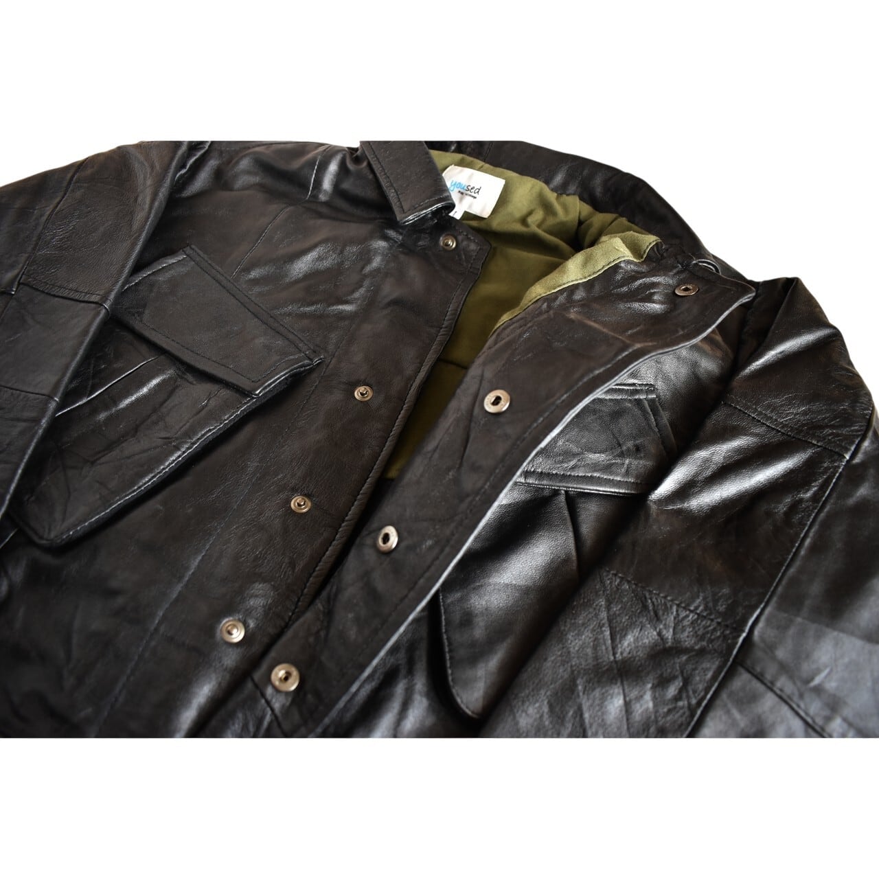 yoused / REMAKE LEATHER JUNGLE FATIGUE JACKET - リメイク レザー