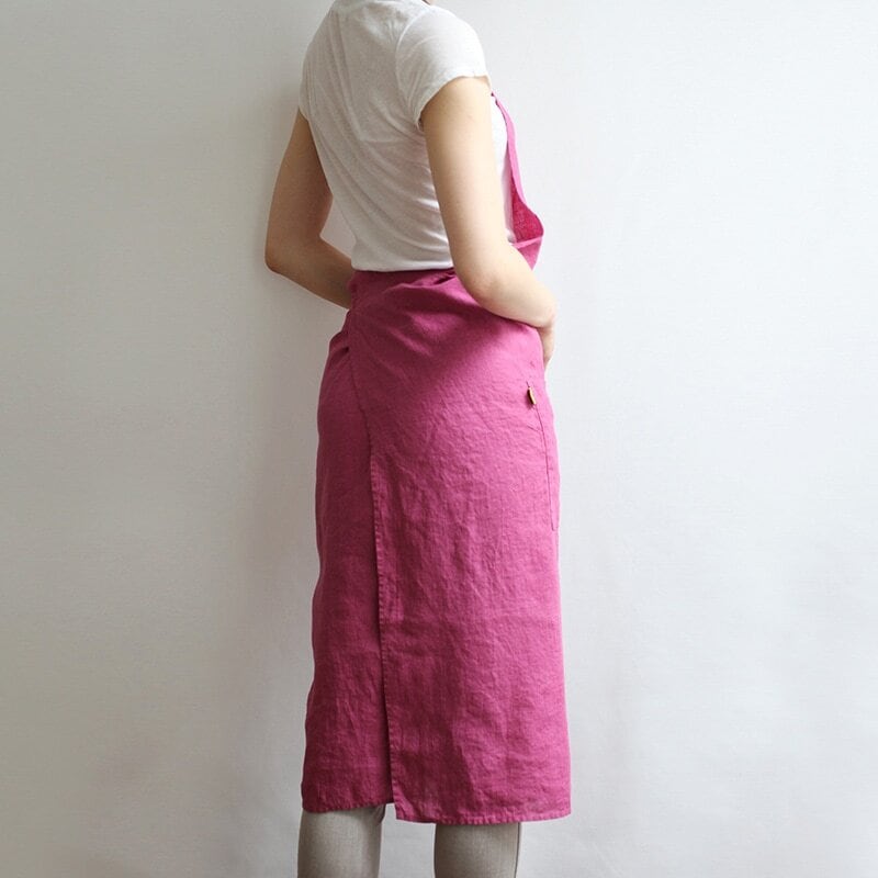 Lino e Lina リネン フルエプロン Manon（マゼンタ） | Zakka so-la