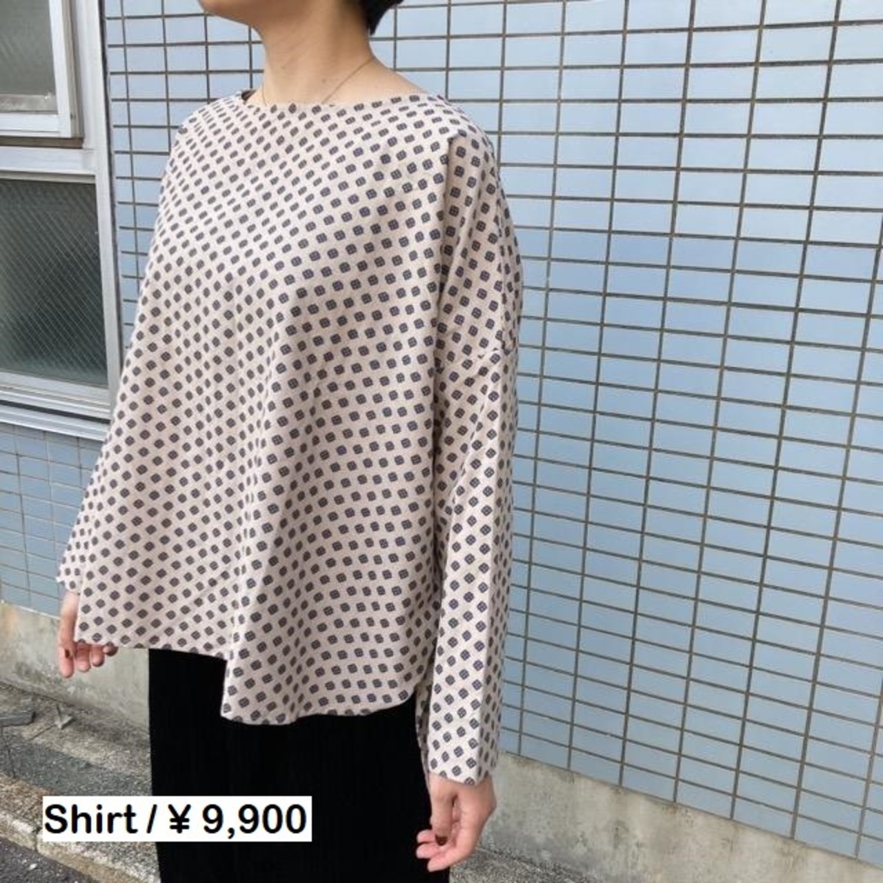 ICHI（イチ）　小紋柄ブラウス　ベージュ