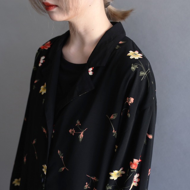 flower art pattern wide silhouette loose shirt