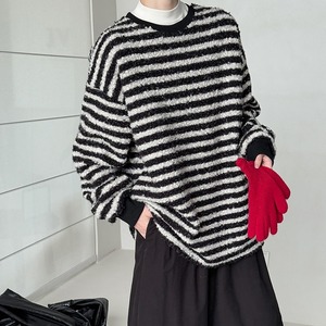 ボーダーオーバーサイズボアプルオーバー 231948