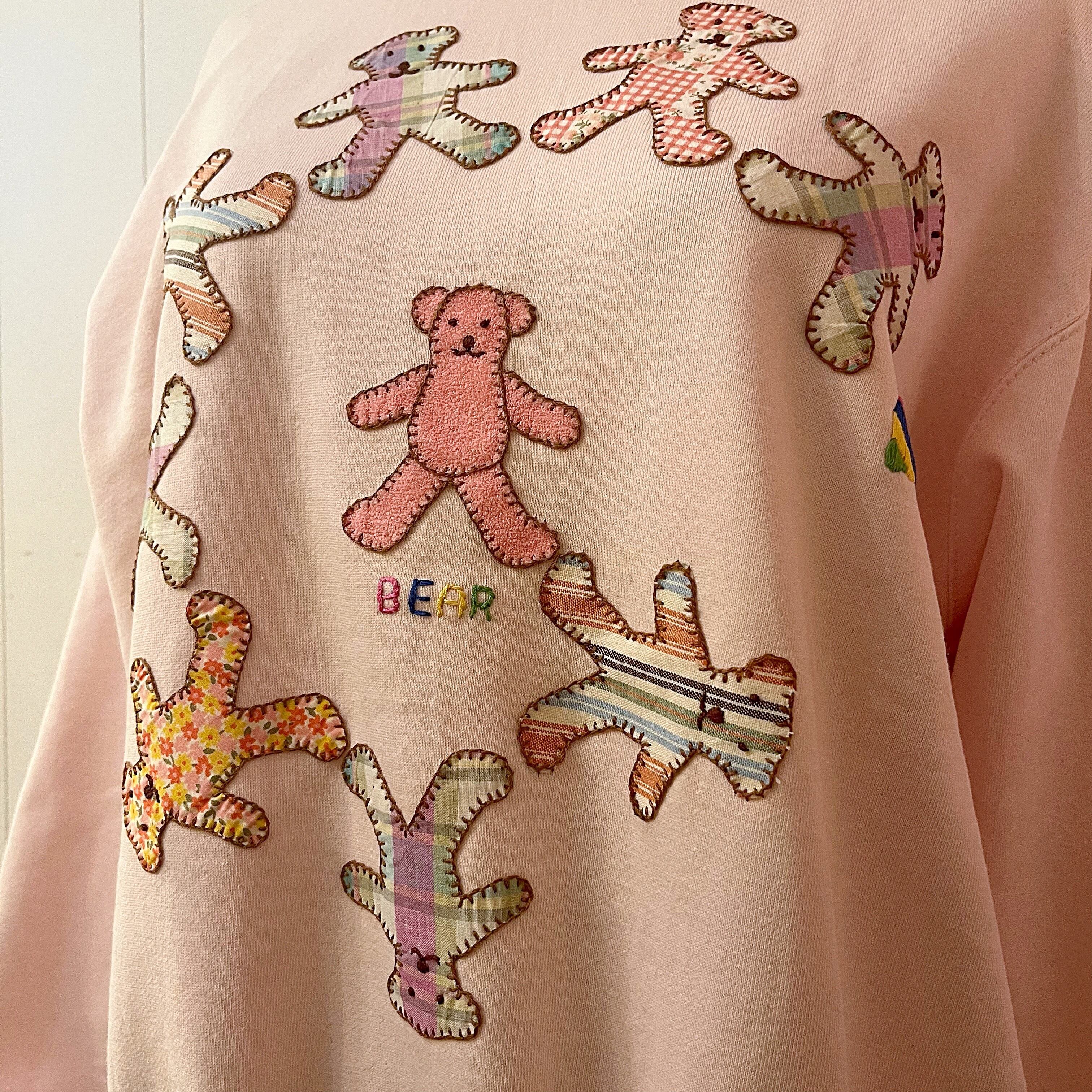 bear patchwork pink sweat