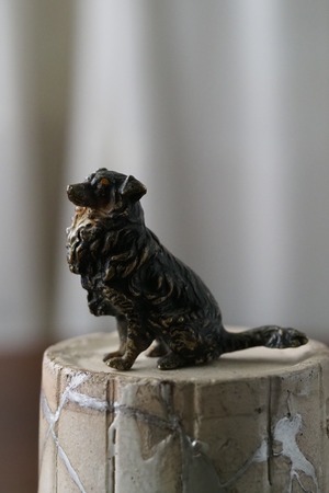 ヴィエナブロンズ、賢いコリー犬-antique Vienna bronze dog objet