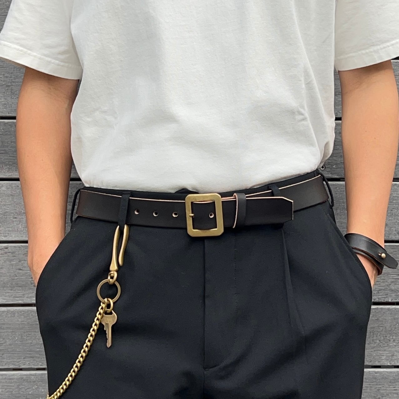ヌメサドル・クロムエクセル/Octagon Buckle Belt 35mm幅