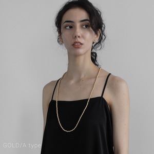 【ネコポス便】ネックレス 選べる2タイプ ビーズロングネックレス 丸 角 マット 合金 丸型 角型 大人 カジュアル シンプル 2517