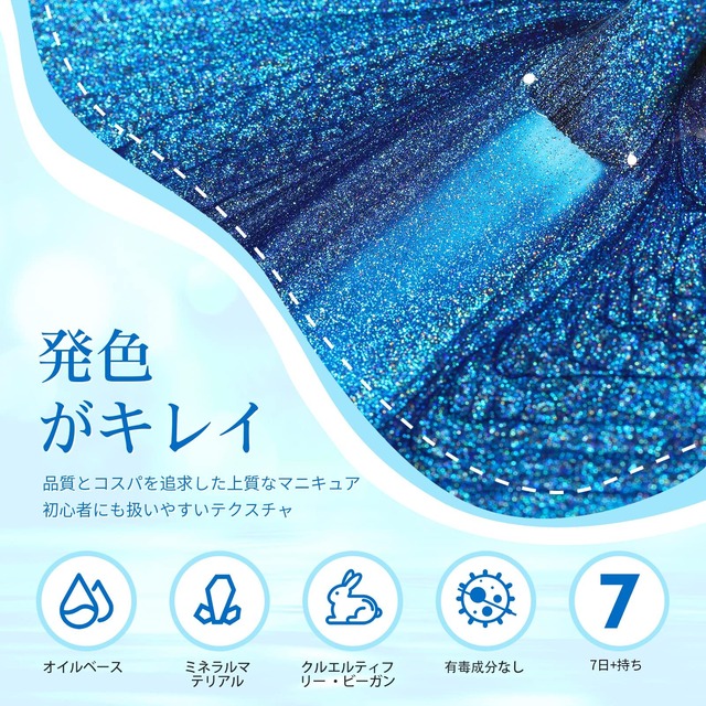 BORN PRETTY ユニコーンマニキュア キラキラレーザーポリッシュ 微粒子ラメ ホロ 眩しい虹色 レーザーグリッター マニキュア ネイルポリッシュ ブルー 青い