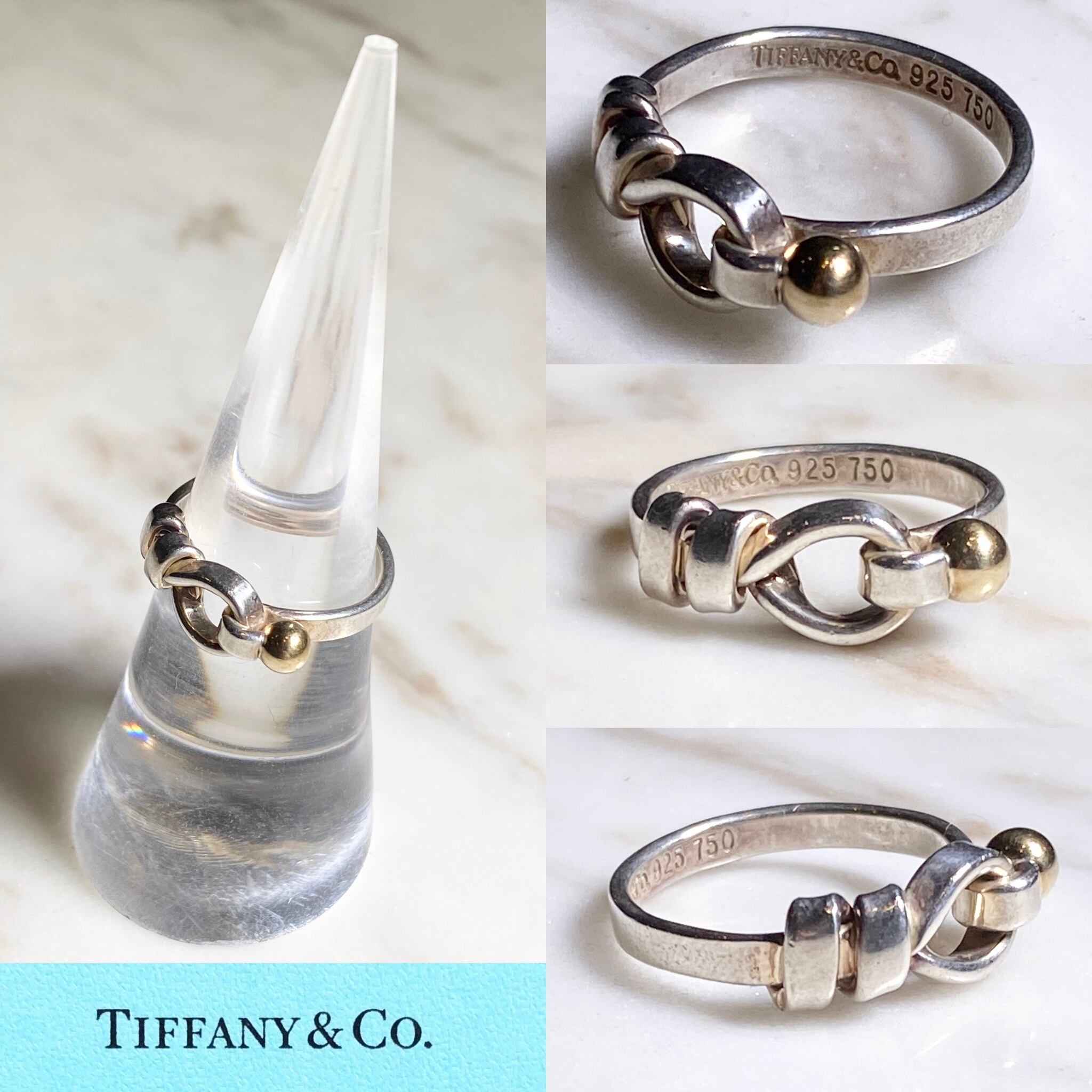 vintage TIFFANY silver × k18 coil design ring “hook&eye” size 10 