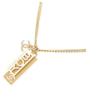 Used CHANEL シャネル BOY CCロゴネックレス ゴールド メタル ストラス 中古美品