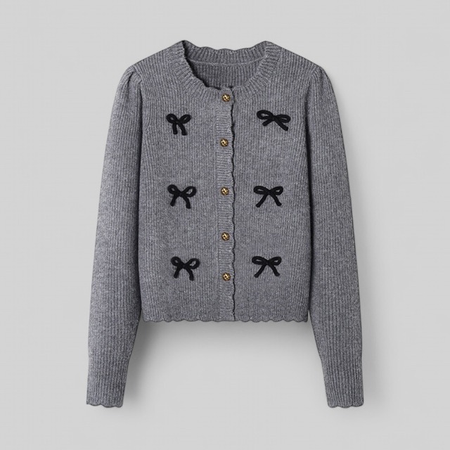 Ribbon motif scalloped cardigan (リボンモチーフスカラップカーディガン)