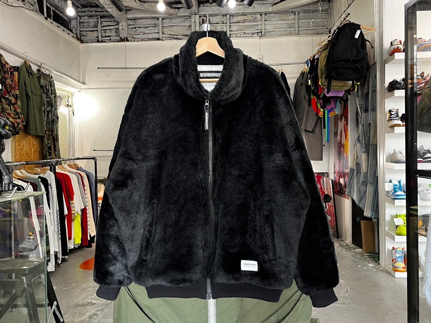 NEIGHBORHOOD 23AW FUR LOGO JACKET BLACK LARGE 232UTNH-JKM03 06419  