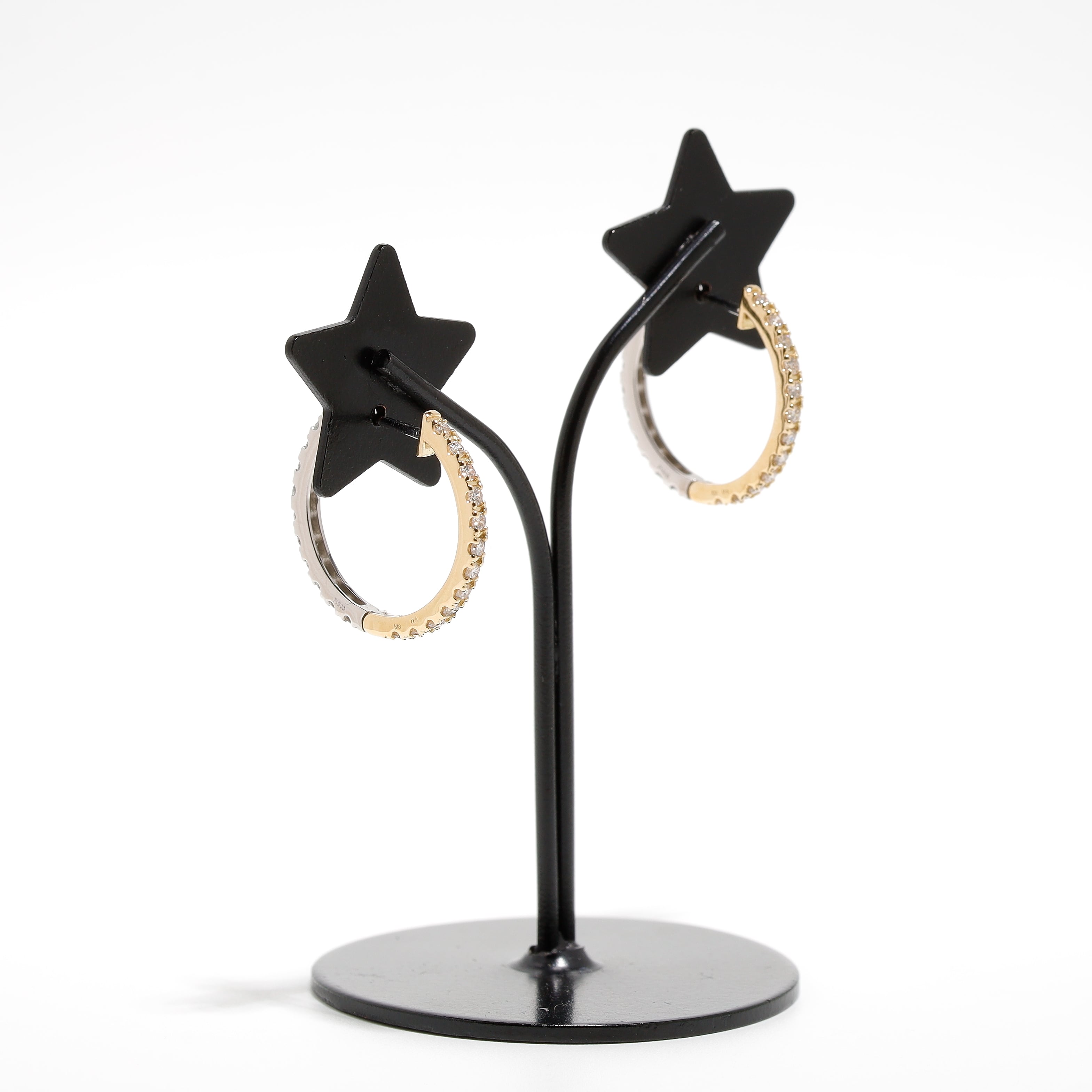 リバーシブル ダイヤモンド フープ ピアス pt900・K18 / 0.400ct×2