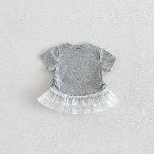 【BABY】ウエスト切替裾レースフリル半袖Tシャツ - 16