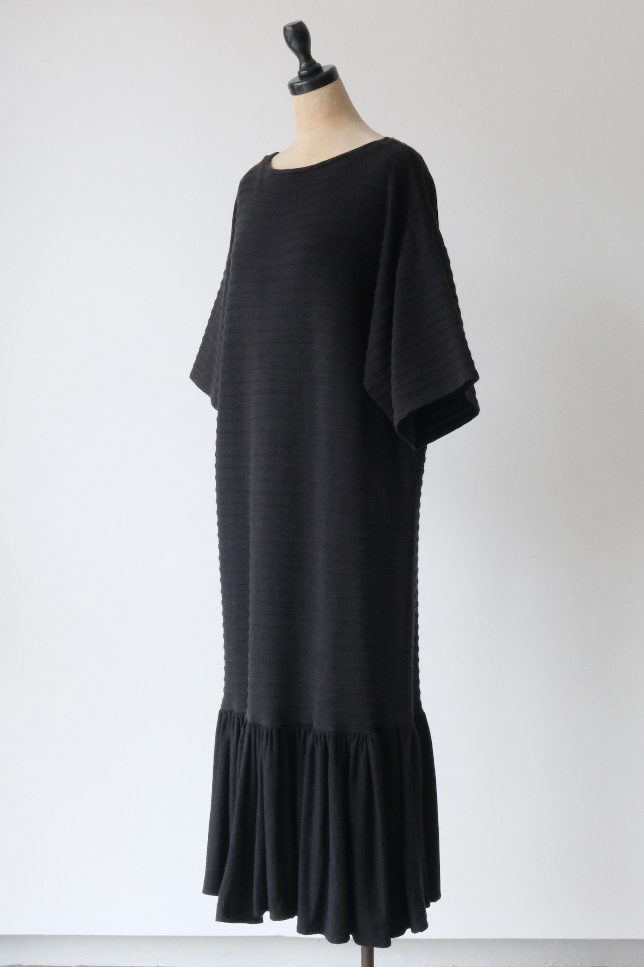 Vuokko ribbed jersey frilled hem dress