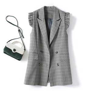 frill tailored check vest<j1450>