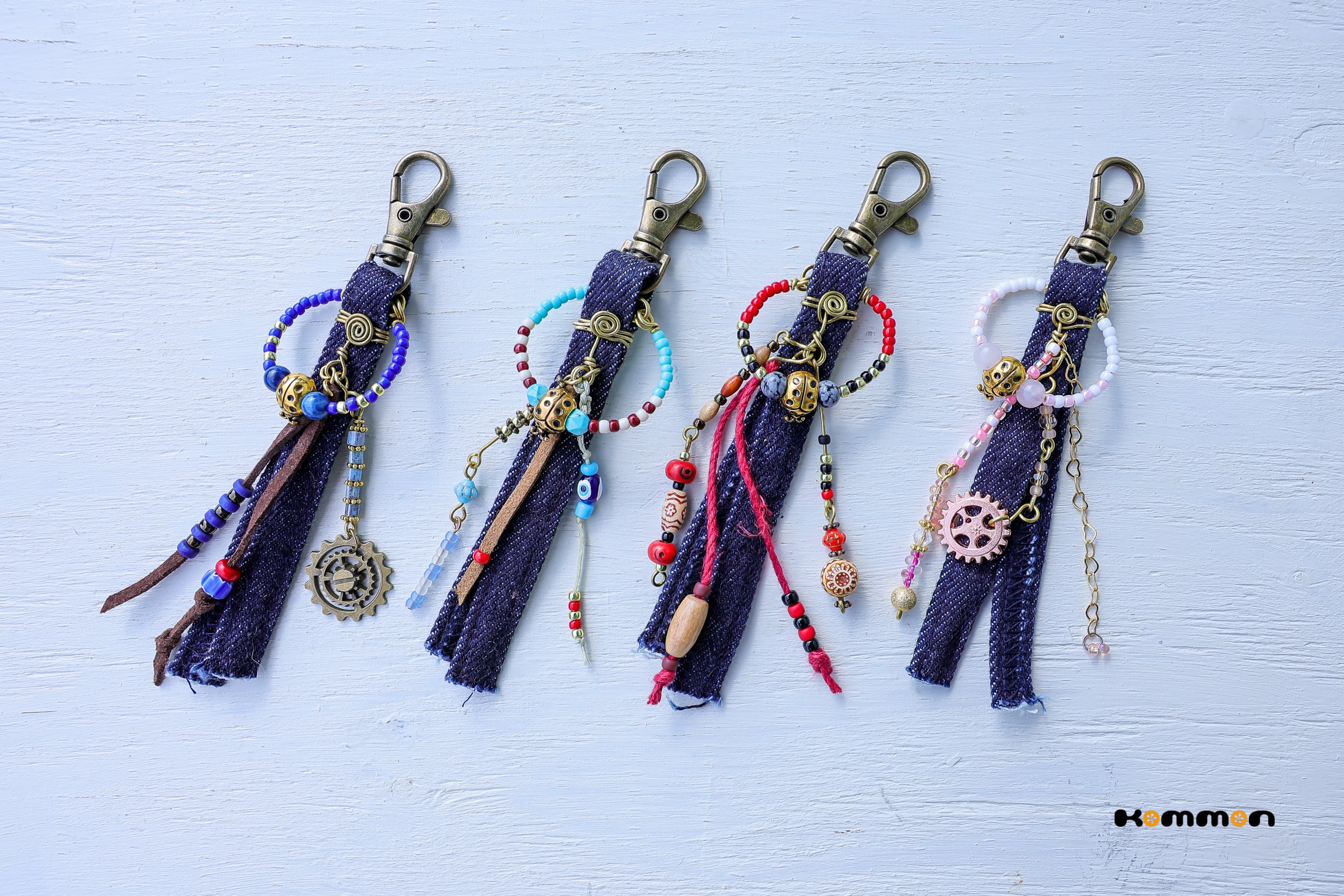 てんとうなし＆倉敷デニムのチャーム［ターコイズ］青 | Kommon