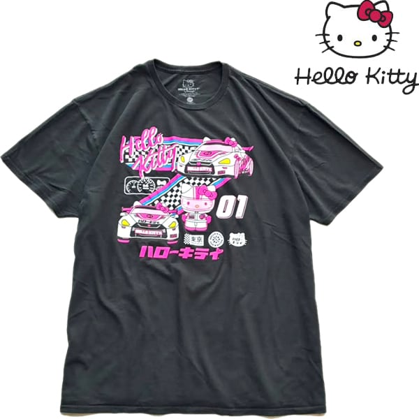 1点物◇ハローキティ黒サンリオプリントTシャツ古着メンズXXL