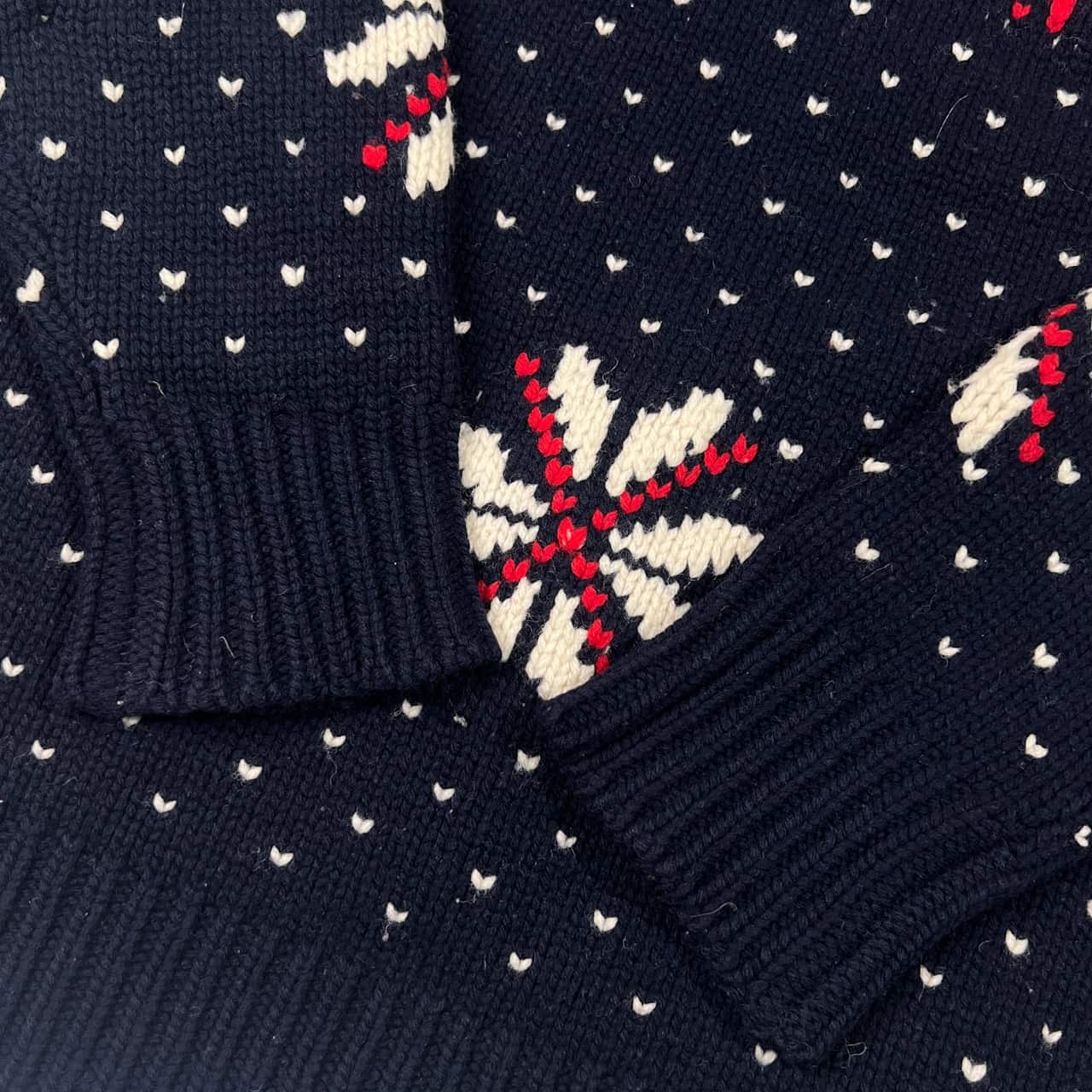 Papas パパス ノルディック柄 ウール ニット セーター/ネイビー メンズ