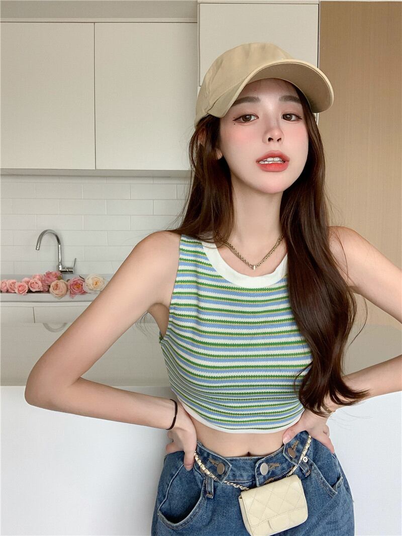 サマーショートスタイルグリーントップス 夏物 ピュア ブラックストロベリース353650407