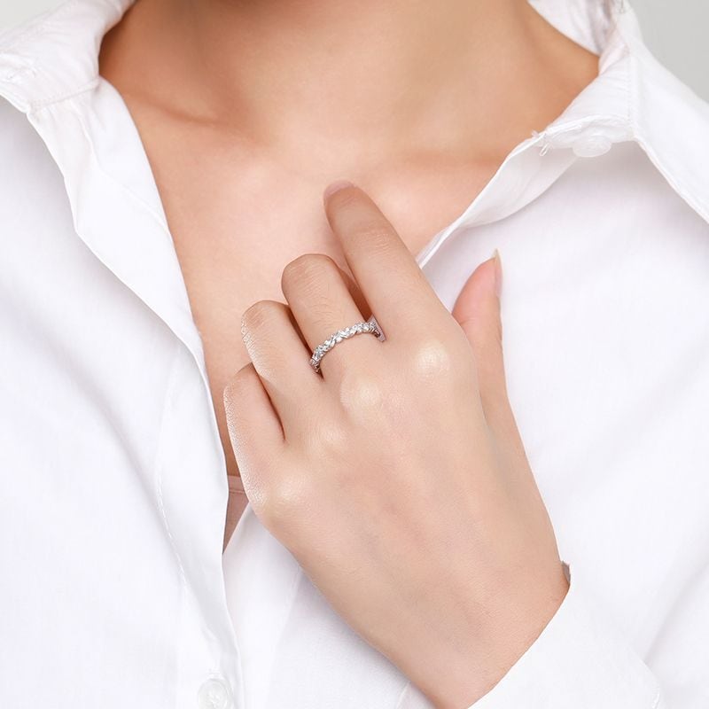 100% S925シルバーリング ジルコニアリング | H₂O シルバー