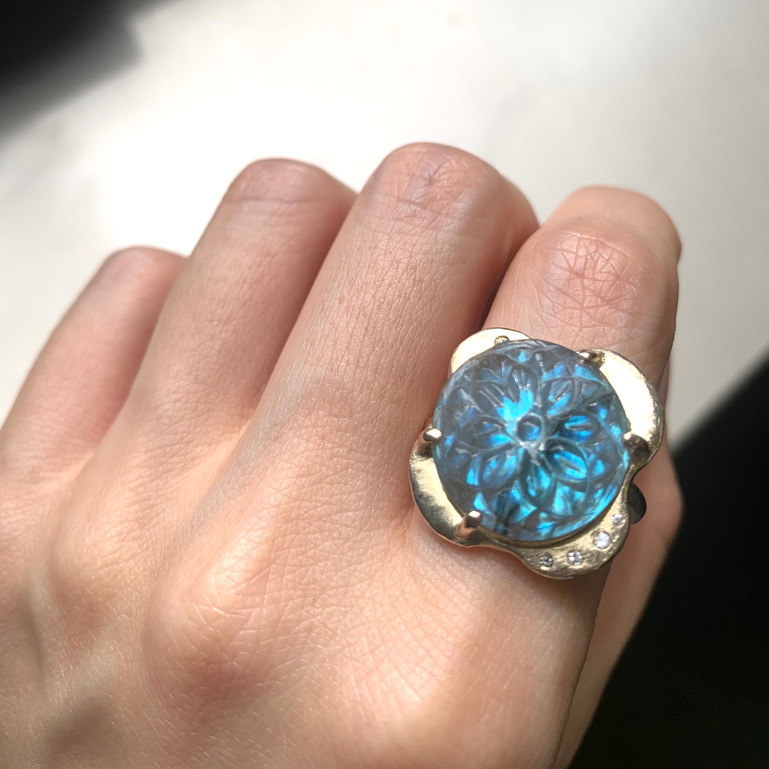朝露］ラブラドライト×ダイヤモンド×K10YG | Shining Baby jewelry