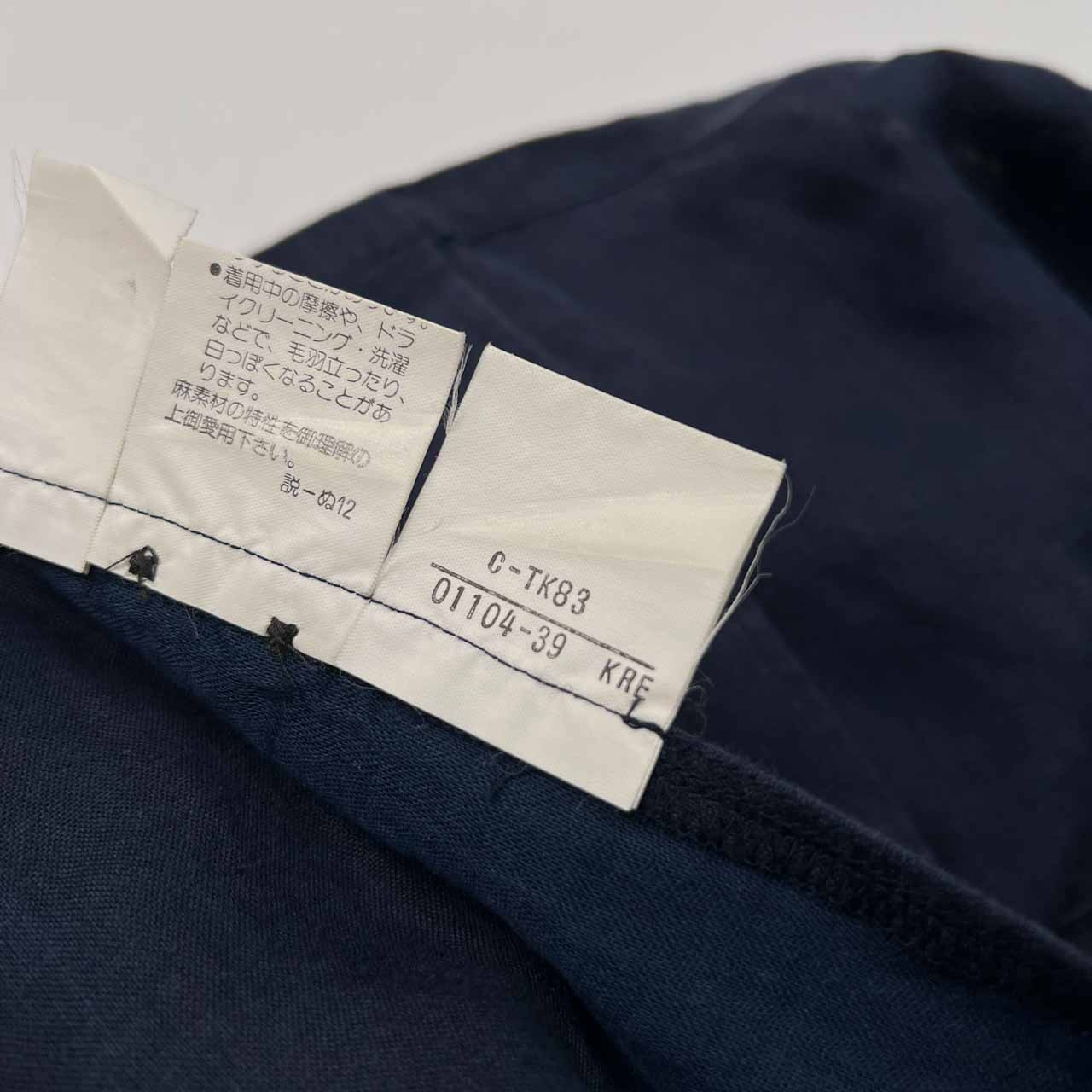 麻100% Burberrys' バーバリー オープンカラー 開襟 半袖 リネン シャツ サイズ L /ネイビー/C-TK83/ビンテージ