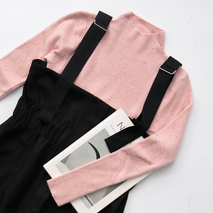 (CH46)プチハイネックミックスカラーネップニット