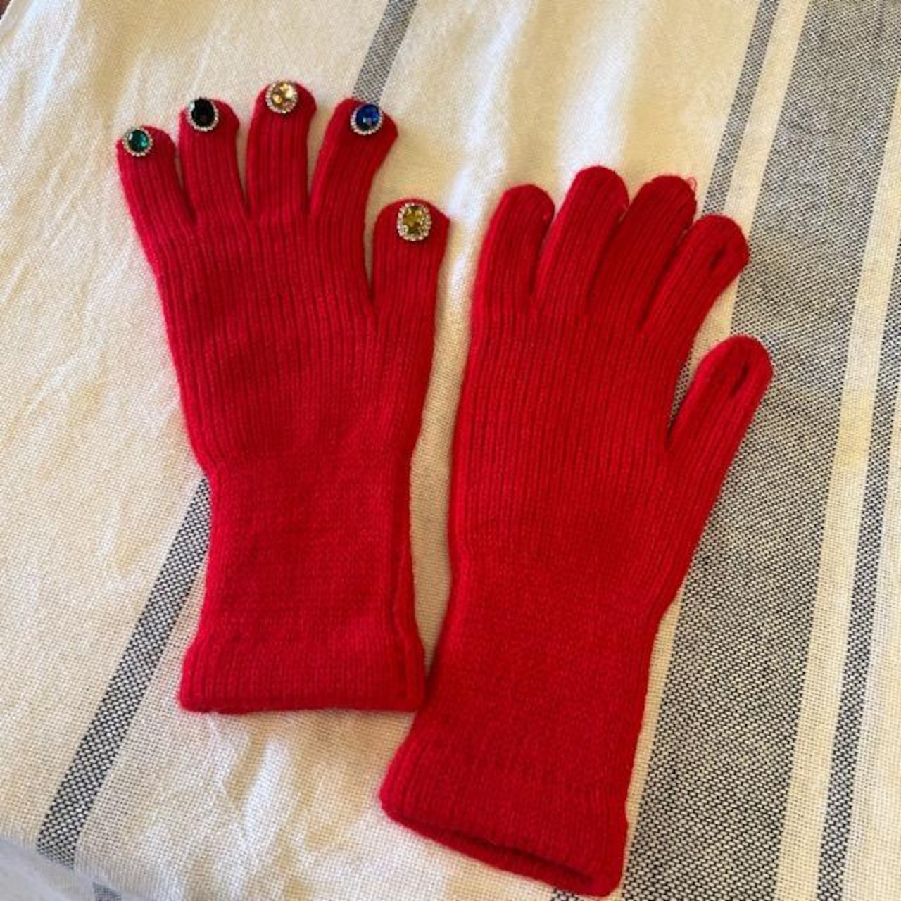 TOPANGA Accessory Jewel Nail Touchscreen Knit Glove (2 colors) Yellow and Red Gift